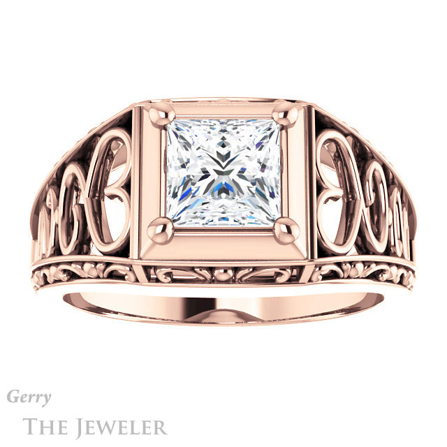 Princess Cut Forever One Moissanite Engagement Ring #GTJ915-square-fo-r | Gerry The Jeweler Princess Cut Forever One Moissanite Engagement Ring #GTJ915-square-fo-r