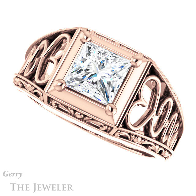 Princess Cut Forever One Moissanite Engagement Ring #GTJ915-square-fo-r | Gerry The Jeweler Princess Cut Forever One Moissanite Engagement Ring #GTJ915-square-fo-r