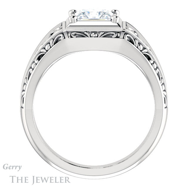 Princess Cut Forever One Moissanite Engagement Ring #GTJ915-square-fo-w | Gerry The Jeweler Princess Cut Forever One Moissanite Engagement Ring #GTJ915-square-fo-w