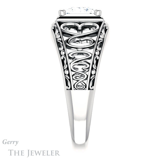 Princess Cut Forever One Moissanite Engagement Ring #GTJ915-square-fo-w | Gerry The Jeweler Princess Cut Forever One Moissanite Engagement Ring #GTJ915-square-fo-w