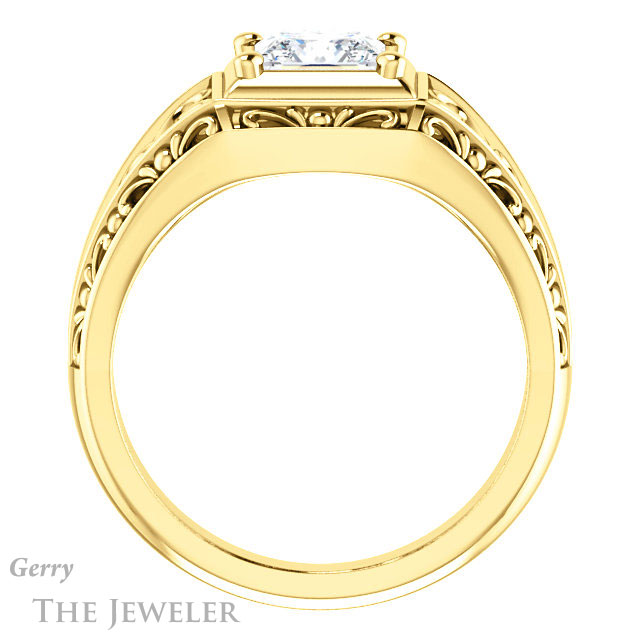 Princess Cut Forever One Moissanite Engagement Ring #GTJ915-square-fo-y | Gerry The Jeweler Princess Cut Forever One Moissanite Engagement Ring #GTJ915-square-fo-y