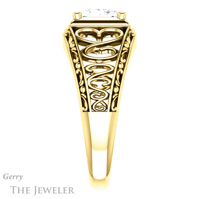 Princess Cut Forever One Moissanite Engagement Ring #GTJ915-square-fo-y | Gerry The Jeweler Princess Cut Forever One Moissanite Engagement Ring #GTJ915-square-fo-y