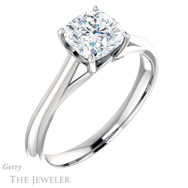 Cushion Cut Forever One Moissanite Engagement Ring #GTJ916-cushion-fo-w 4 Cushion Cut Forever One Moissanite Engagement Ring #GTJ916-cushion-fo-w