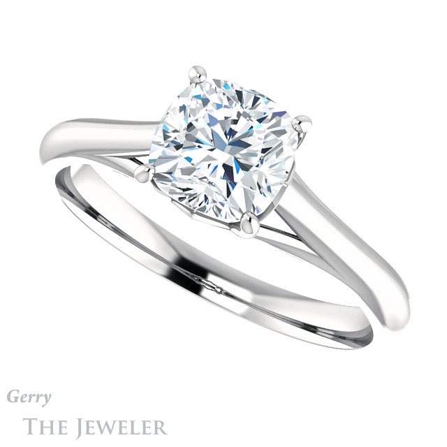 Cushion Cut Forever One Moissanite Engagement Ring #GTJ916-cushion-fo-w 5 Cushion Cut Forever One Moissanite Engagement Ring #GTJ916-cushion-fo-w