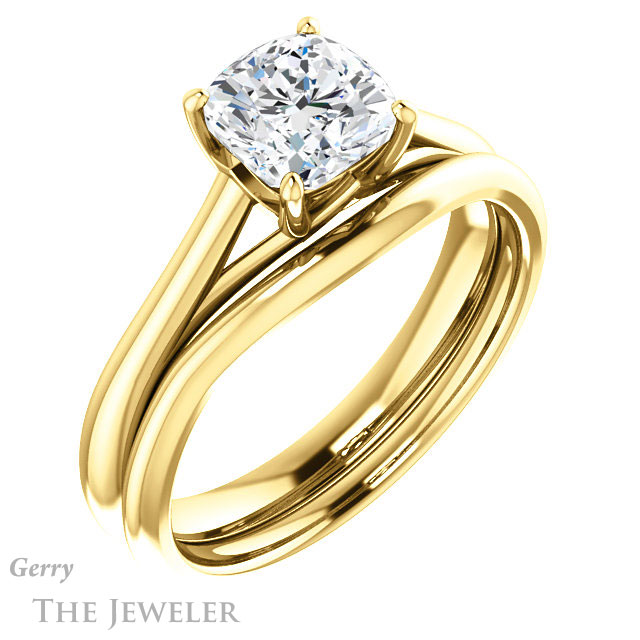 Cushion Cut Forever One Moissanite Engagement Ring #GTJ916-cushion-fo-y