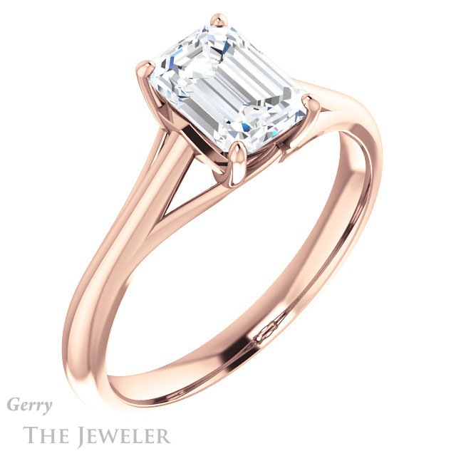 Emerald Cut Forever One Moissanite Engagement Ring #GTJ916-emerald-fb-r 4 Emerald Cut Forever Brilliant Moissanite Engagement Ring #GTJ916-emerald-fb-r