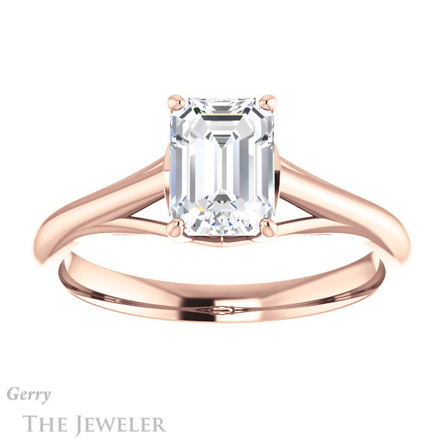 Emerald Cut Forever Brilliant Moissanite Engagement Ring #GTJ916-emerald-fb-r