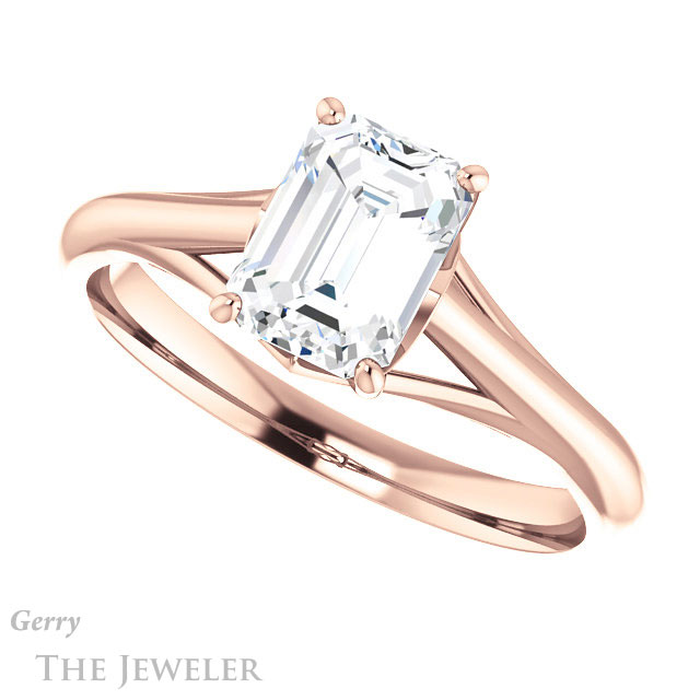 Emerald Cut Forever One Moissanite Engagement Ring #GTJ916-emerald-fb-r 5 Emerald Cut Forever Brilliant Moissanite Engagement Ring #GTJ916-emerald-fb-r