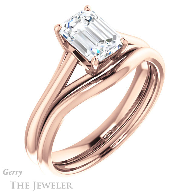 Emerald Cut Forever One Moissanite Engagement Ring #GTJ916-emerald-fb-r 6 Emerald Cut Forever Brilliant Moissanite Engagement Ring #GTJ916-emerald-fb-r