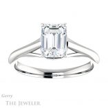 Emerald Cut Forever One Moissanite Engagement Ring #GTJ916-emerald-fb-w 1 Emerald Cut Forever Brilliant Moissanite Engagement Ring #GTJ916-emerald-fb-w