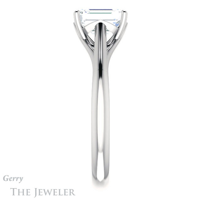 Emerald Cut Forever One Moissanite Engagement Ring #GTJ916-emerald-fb-w 3 Emerald Cut Forever Brilliant Moissanite Engagement Ring #GTJ916-emerald-fb-w