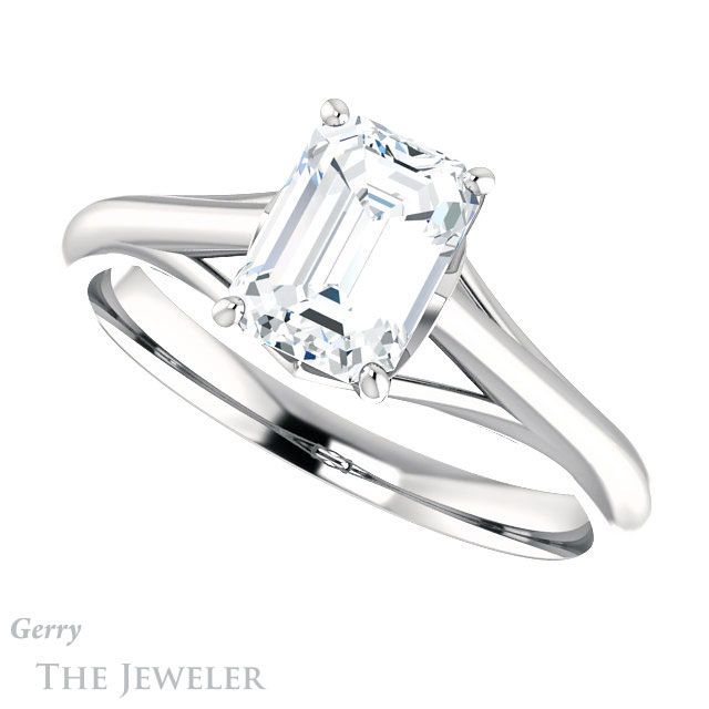 Emerald Cut Forever One Moissanite Engagement Ring #GTJ916-emerald-fb-w 5 Emerald Cut Forever Brilliant Moissanite Engagement Ring #GTJ916-emerald-fb-w