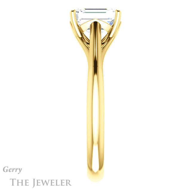 Emerald Cut Forever One Moissanite Engagement Ring #GTJ916-emerald-fb-y 3 Emerald Cut Forever Brilliant Moissanite Engagement Ring #GTJ916-emerald-fb-y