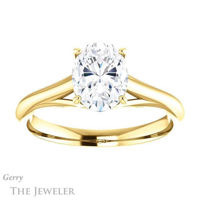 Oval Shaped Forever One Moissanite Engagement Ring #GTJ916-oval-fo-y