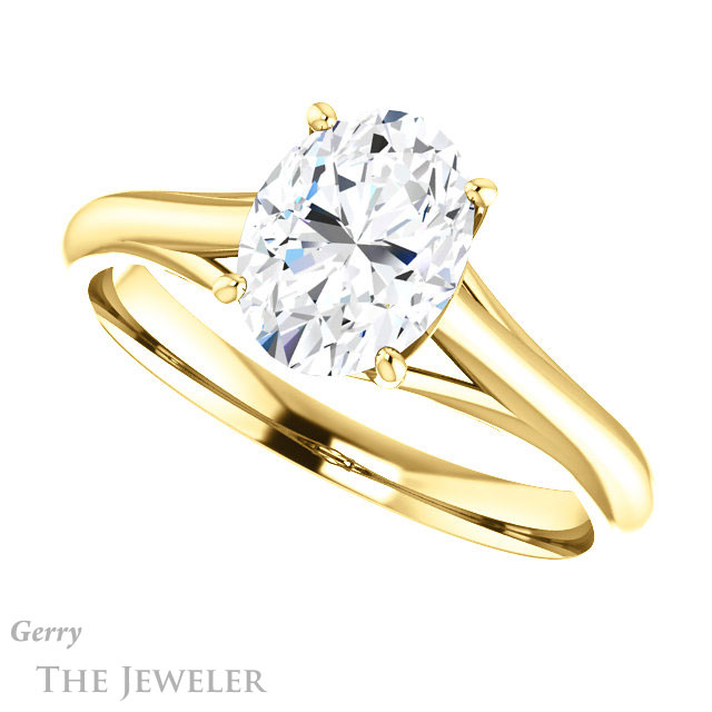 Oval Shaped Forever One Moissanite Engagement Ring #GTJ916-oval-fo-y