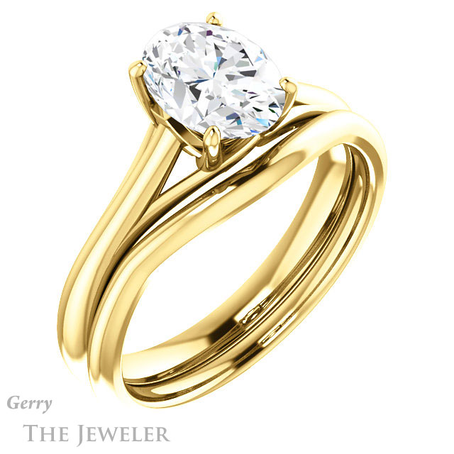 Oval Shaped Forever One Moissanite Engagement Ring #GTJ916-oval-fo-y