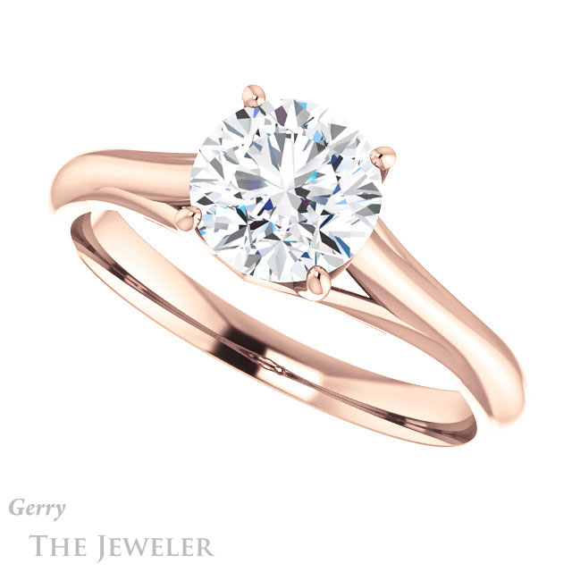 Round Cut Forever One Moissanite Engagement Ring #GTJ916-round-fo-r 5 Round Cut Forever One Moissanite Engagement Ring #GTJ916-round-fo-r