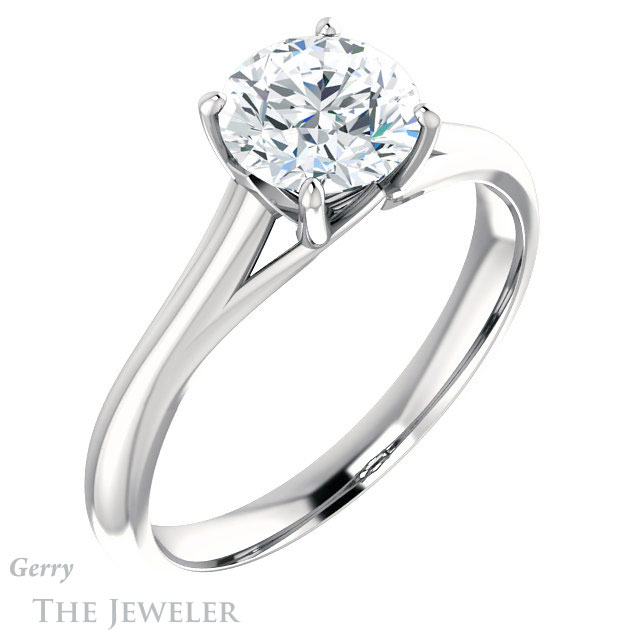 Round Cut Forever One Moissanite Engagement Ring #GTJ916-round-fo-w 4 Round Cut Forever One Moissanite Engagement Ring #GTJ916-round-fo-w
