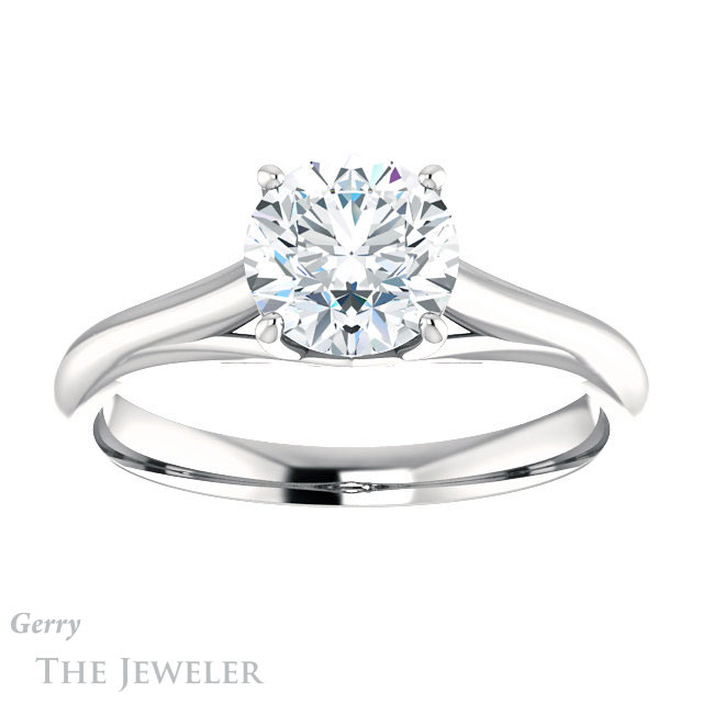 Round Cut Forever One Moissanite Engagement Ring #GTJ916-round-fo-w 1 Round Cut Forever One Moissanite Engagement Ring #GTJ916-round-fo-w
