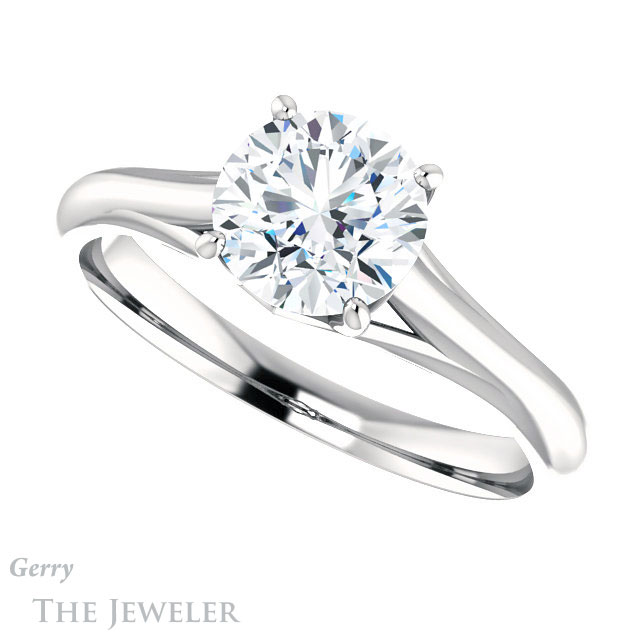 Round Cut Forever One Moissanite Engagement Ring #GTJ916-round-fo-w 5 Round Cut Forever One Moissanite Engagement Ring #GTJ916-round-fo-w