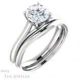 Round Cut Forever One Moissanite Engagement Ring #GTJ916-round-fo-w 6 Round Cut Forever One Moissanite Engagement Ring #GTJ916-round-fo-w