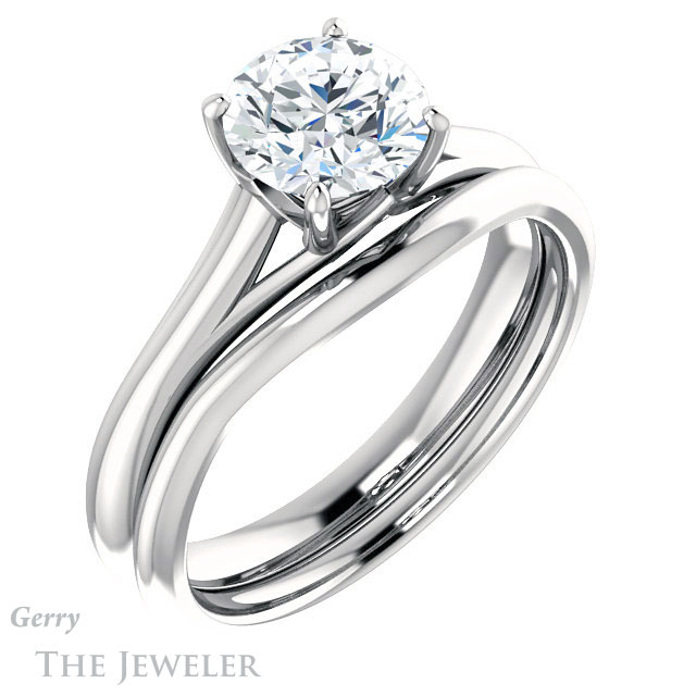 Round Cut Forever One Moissanite Engagement Ring #GTJ916-round-fo-w 6 Round Cut Forever One Moissanite Engagement Ring #GTJ916-round-fo-w