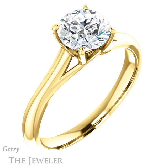 Round Cut Forever One Moissanite Engagement Ring #GTJ916-round-fo-y 4 Round Cut Forever One Moissanite Engagement Ring #GTJ916-round-fo-y