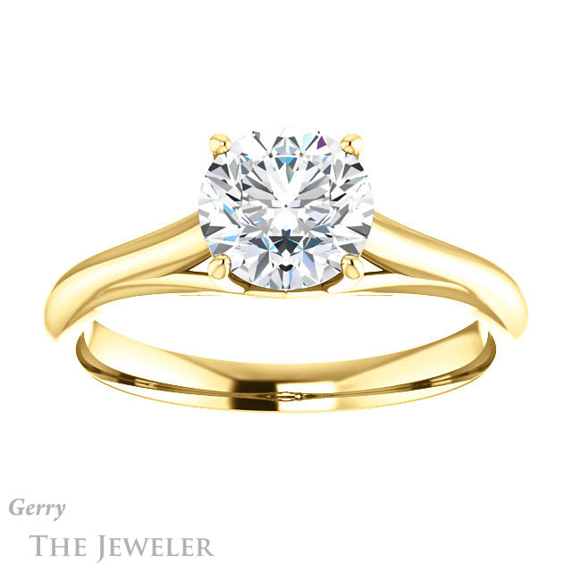 Round Cut Forever One Moissanite Engagement Ring #GTJ916-round-fo-y 1 Round Cut Forever One Moissanite Engagement Ring #GTJ916-round-fo-y