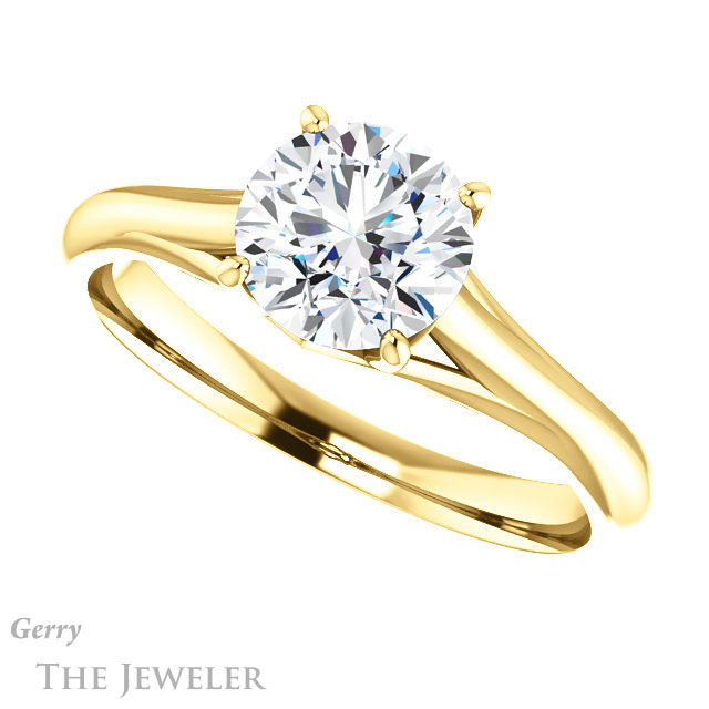 Round Cut Forever One Moissanite Engagement Ring #GTJ916-round-fo-y 5 Round Cut Forever One Moissanite Engagement Ring #GTJ916-round-fo-y