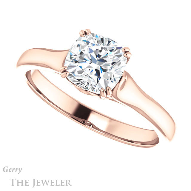 Cushion Cut Forever One Moissanite Engagement Ring #GTJ917-cushion-fo-r 5 Cushion Cut Forever One Moissanite Engagement Ring #GTJ917-cushion-fo-r