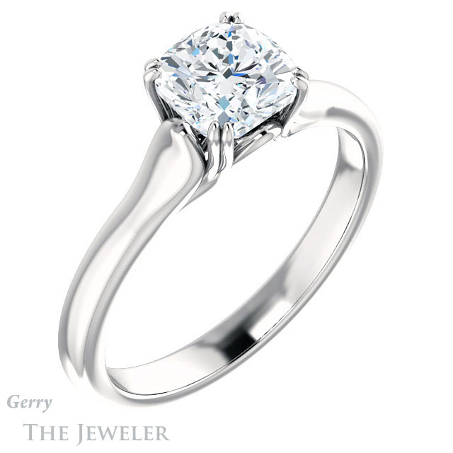 Cushion Cut Forever One Moissanite Engagement Ring #GTJ917-cushion-fo-w