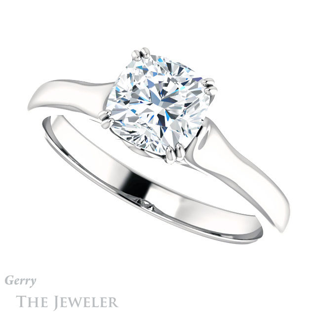 Cushion Cut Forever One Moissanite Engagement Ring #GTJ917-cushion-fo-w