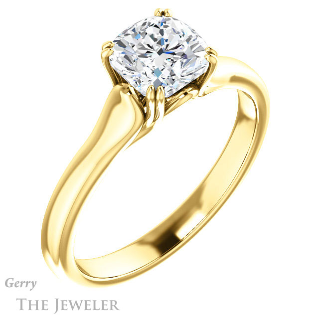 Cushion Cut Forever One Moissanite Engagement Ring #GTJ917-cushion-fo-y 4 Cushion Cut Forever One Moissanite Engagement Ring #GTJ917-cushion-fo-y