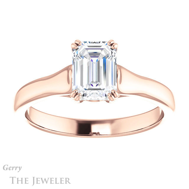 Emerald Cut Forever Brilliant Moissanite Engagement Ring #GTJ917-emerald-fb-r