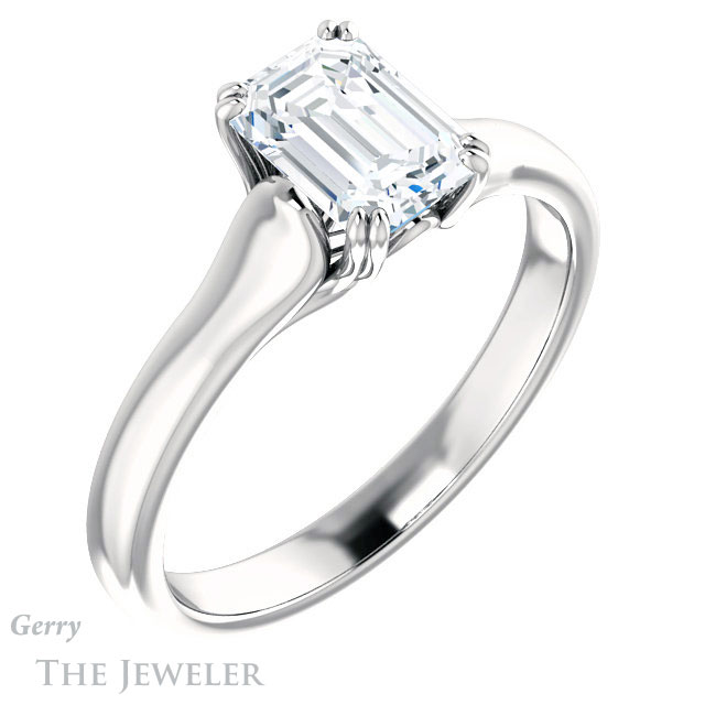 Emerald Cut Forever One Moissanite Engagement Ring #GTJ917-emerald-fb-w 4 Emerald Cut Forever Brilliant Moissanite Engagement Ring #GTJ917-emerald-fb-w