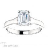 Emerald Cut Forever One Moissanite Engagement Ring #GTJ917-emerald-fb-w 1 Emerald Cut Forever Brilliant Moissanite Engagement Ring #GTJ917-emerald-fb-w