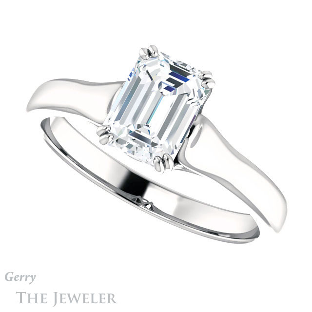 Emerald Cut Forever One Moissanite Engagement Ring #GTJ917-emerald-fb-w 5 Emerald Cut Forever Brilliant Moissanite Engagement Ring #GTJ917-emerald-fb-w
