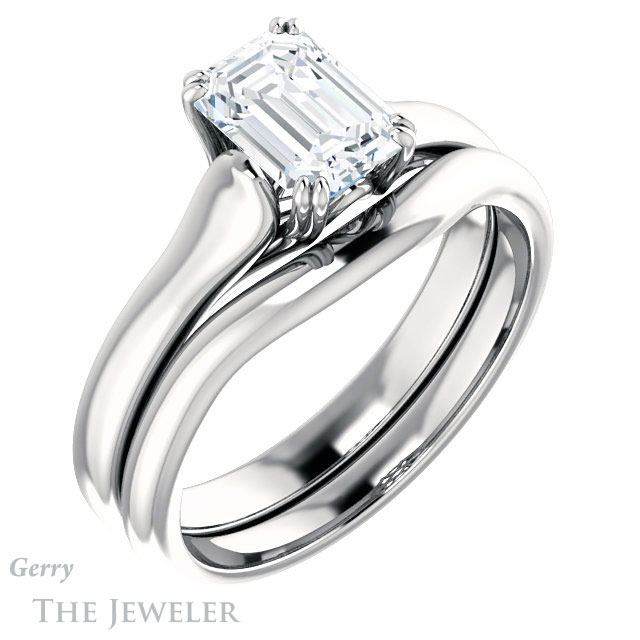 Emerald Cut Forever One Moissanite Engagement Ring #GTJ917-emerald-fb-w 6 Emerald Cut Forever Brilliant Moissanite Engagement Ring #GTJ917-emerald-fb-w