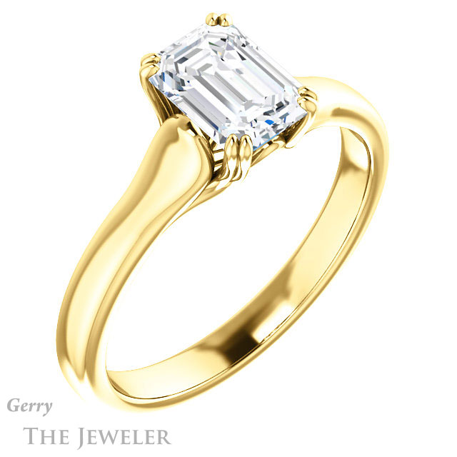 Emerald Cut Forever Brilliant Moissanite Engagement Ring #GTJ917-emerald-fb-y