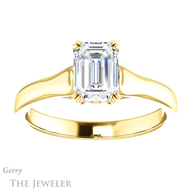 Emerald Cut Forever Brilliant Moissanite Engagement Ring #GTJ917-emerald-fb-y