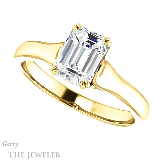 Emerald Cut Forever Brilliant Moissanite Engagement Ring #GTJ917-emerald-fb-y