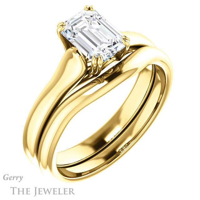 Emerald Cut Forever Brilliant Moissanite Engagement Ring #GTJ917-emerald-fb-y