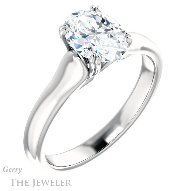 Oval Shaped Forever One Moissanite Engagement Ring #GTJ917-oval-fo-w