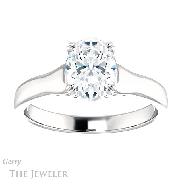 Oval Shaped Forever One Moissanite Engagement Ring #GTJ917-oval-fo-w