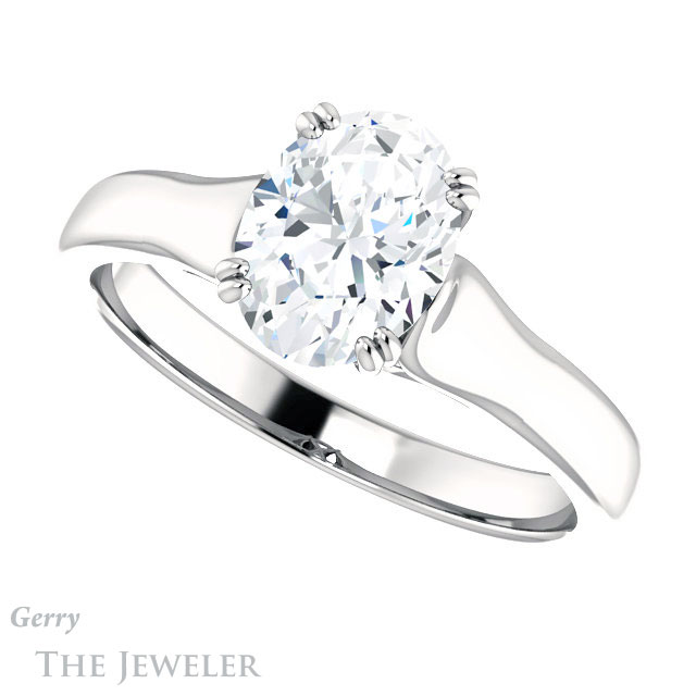 Oval Shaped Forever One Moissanite Engagement Ring #GTJ917-oval-fo-w