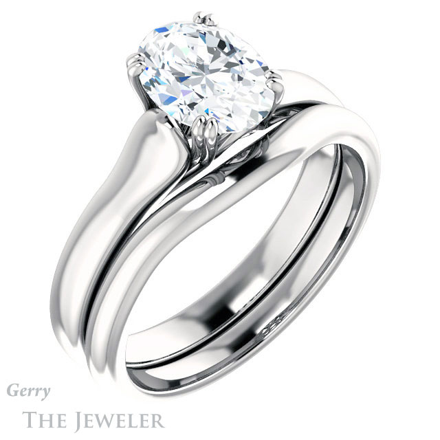 Oval Shaped Forever One Moissanite Engagement Ring #GTJ917-oval-fo-w
