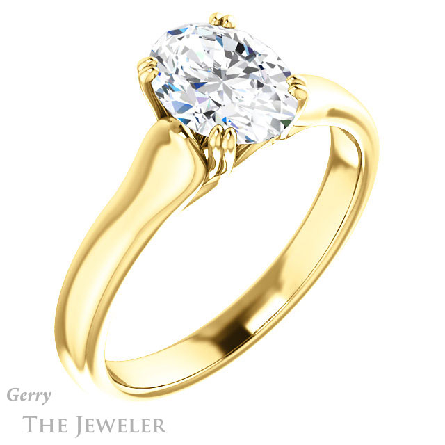 Oval Shaped Forever One Moissanite Engagement Ring #GTJ917-oval-fo-y