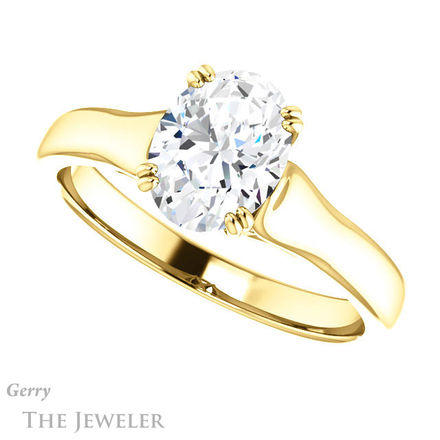 Oval Shaped Forever One Moissanite Engagement Ring #GTJ917-oval-fo-y