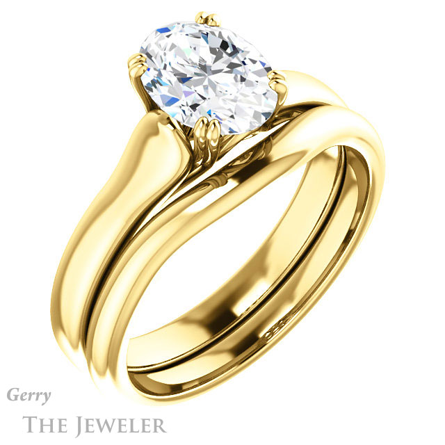 Oval Shaped Forever One Moissanite Engagement Ring #GTJ917-oval-fo-y