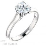 Round Cut Forever One Moissanite Engagement Ring #GTJ917-round-fo-w 4 Round Cut Forever One Moissanite Engagement Ring #GTJ917-round-fo-w